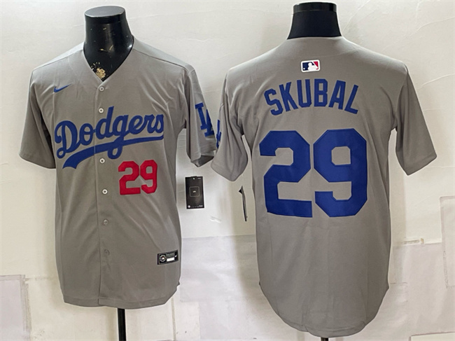 Men's Los Angeles Dodgers #29 Tarik Skubal Grey Limited Stitched Baseball Jersey